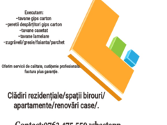 Firma executa renovari apartamente, gips carton, glet, lavabil
